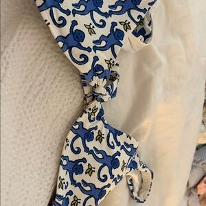 Roller Rabbit Blue and White Monkey Print Bikini
